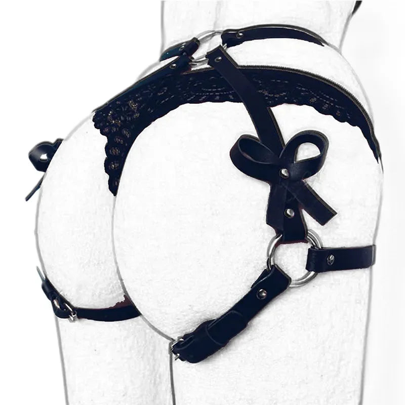 Exotic Accessories SM Bondage Kit Leather Thigh Cuffs Waist Belt Handcuffs Bed Strap Adult Role Play Toy for Couples