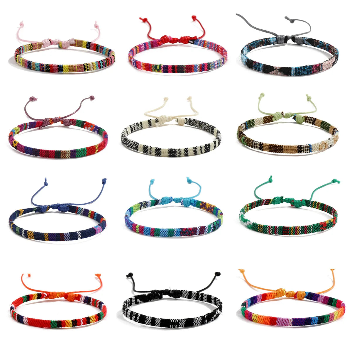 12Pcs Bohemian Surfer Beach Bracelet Set Men & Women Braided Boho Summer Bracelets Handmade Festival Jewelry Accessories
