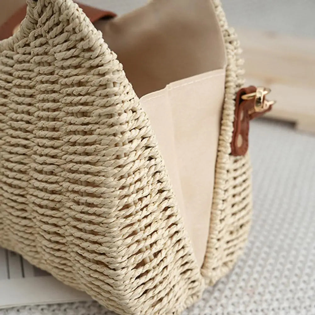 Bohemian Beach Bag For Women Vintage Woven Straw Tote, Summer Crossbody Sling & Shoulder Bag, Boho Seaside Vacation Purse