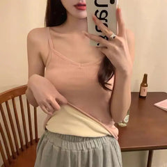 נשים חורף חם תחתונים מוצק צבע תרמי מזדמן Nightwear סקסי גמישות נשית דקה קטיפה חולצת טריקו ללא שרוולים חולצות