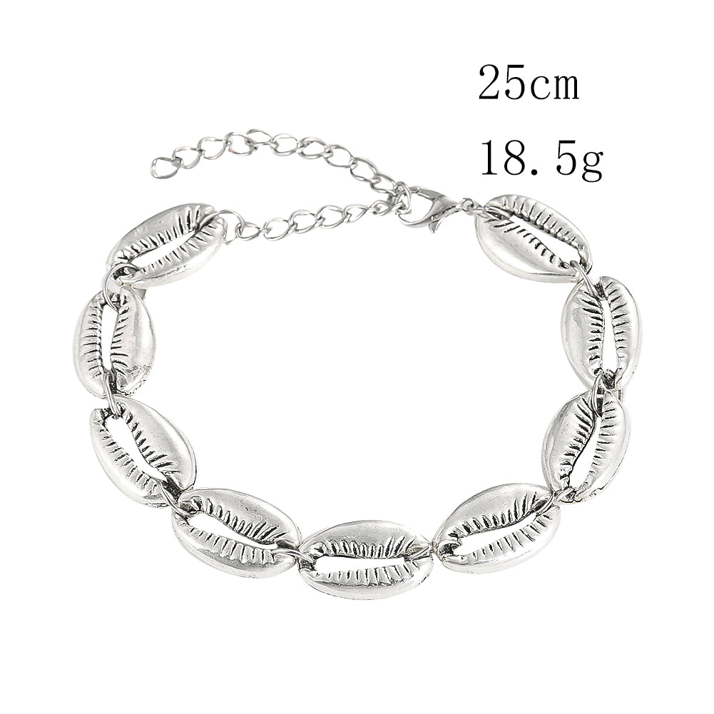 Bohemian Alloy Sea Shell Beads Bracelet for Women Adjustable Rope Bangle Ocean Wristband Statement Summer Beach Jewelry Gifts