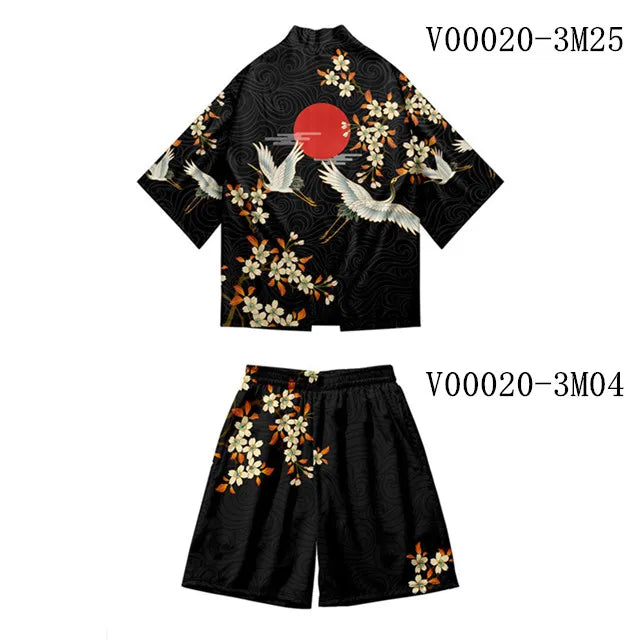 3 to 14 years kids kimono + shorts Japanese costume boys girls fashion kimono haori cardigan Jacket children beach wear cloak