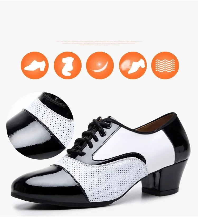 Modern Dance Shoes For Men Soft Performance Leather Breathable Social Latin Dance Square Formal Dress Jazz Dance Shoes Sneakers