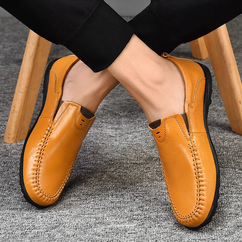 Handmade Shoes Genuine Leather Casual Shoes For Men Flat Platform Walking Shoes Outdoor Footwear Loafers Breathable Sneakers