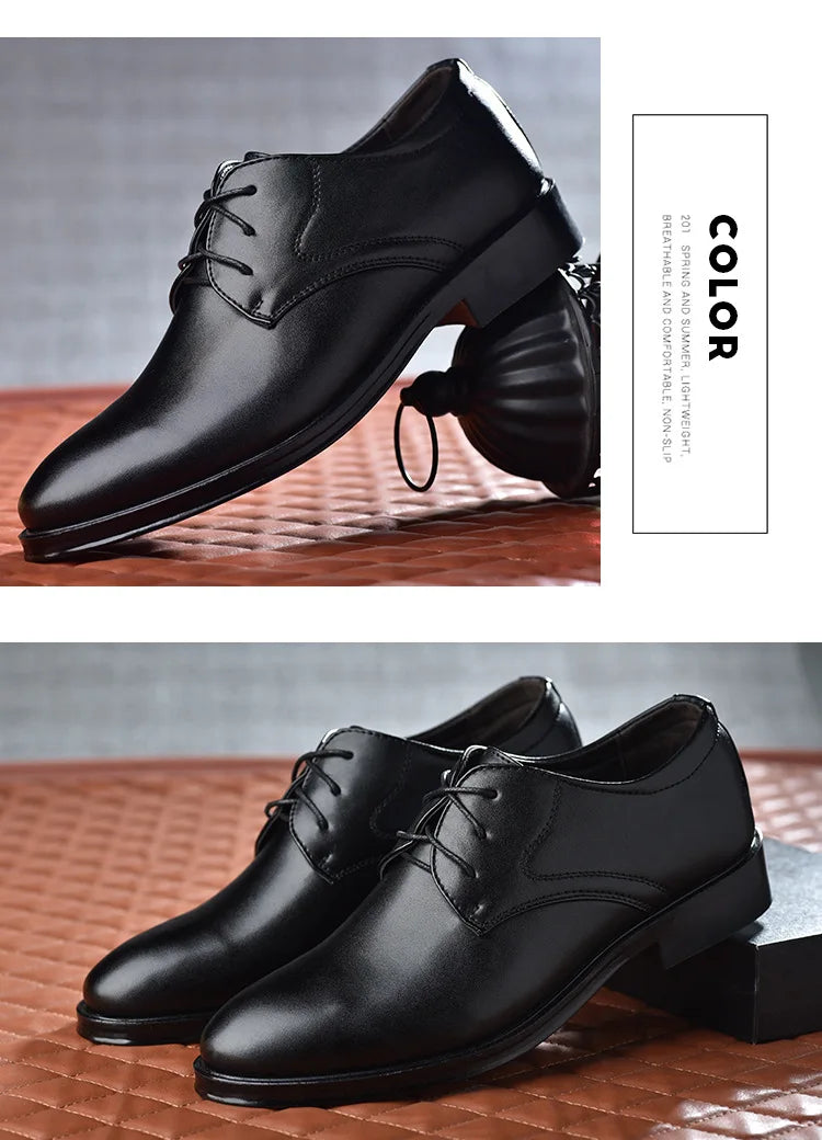Men Dressing Shoes Formal for Men's Casual Shoe Leather Social Wedding Designer Pointed Toe Black Office Winter Shoes Brand 2024