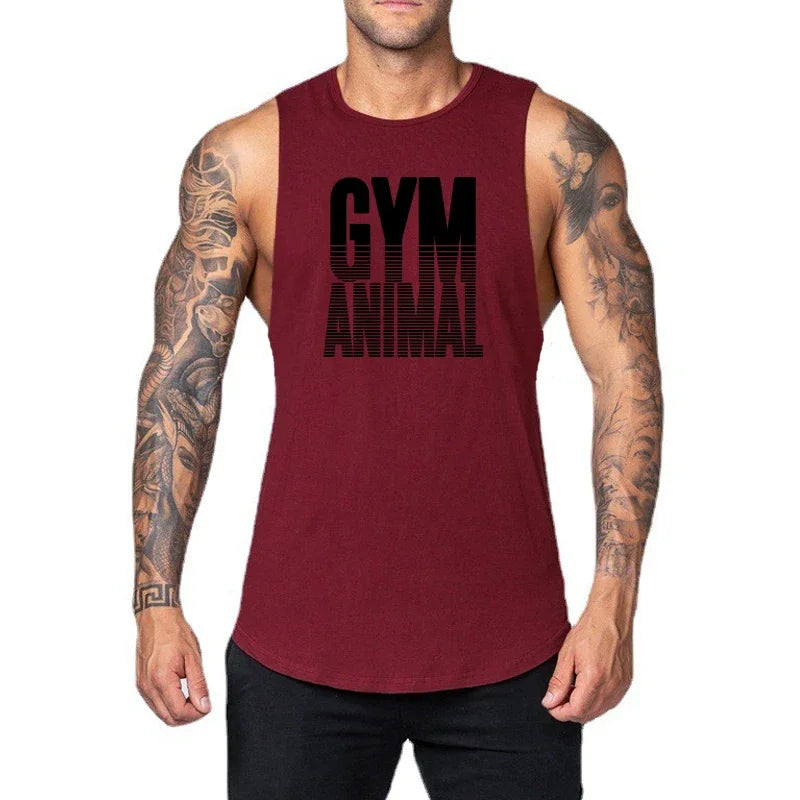 Mens Bodybuilding Cotton Clothing Gym Fitness Running Sport Tank Tops Summer Breathable Sleeveless Vests Workout Muscle Shirts