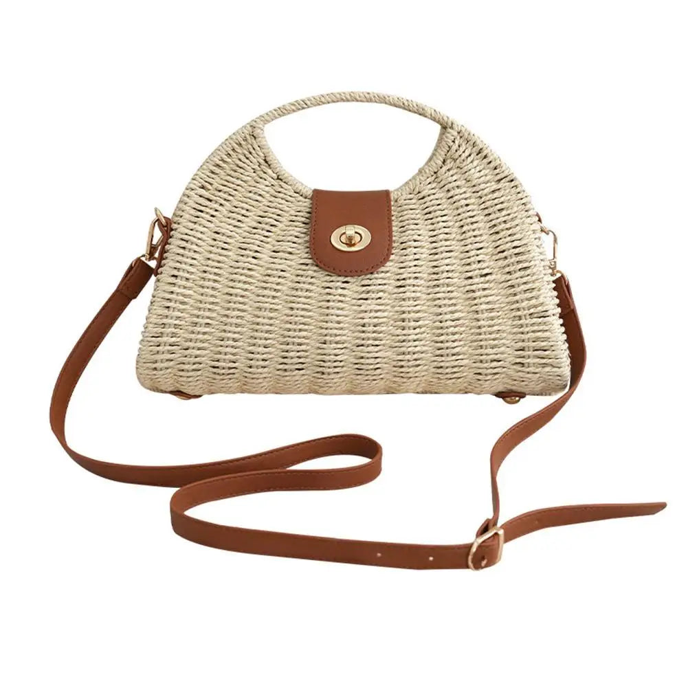 Bohemian Beach Bag For Women Vintage Woven Straw Tote, Summer Crossbody Sling & Shoulder Bag, Boho Seaside Vacation Purse