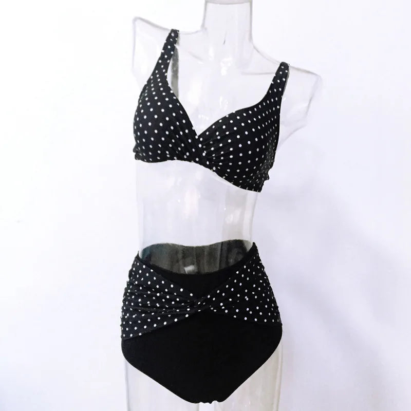Kophia 5XL 6XL Large Big Plus Size Swimwear For Women Sexy Polka Dot Two Piece Swimsuit 2024 High Waisted Big Cups Bathing Suit