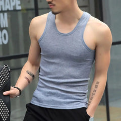 Men's Sleeveless Tank Tops Solid Color Slim Fit Fitness Gym T-Shirt Workout Undershirt Bodybuilding Running Vest