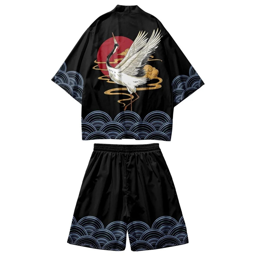 3 to 14 years kids kimono + shorts Japanese costume boys girls fashion kimono haori cardigan Jacket children beach wear cloak
