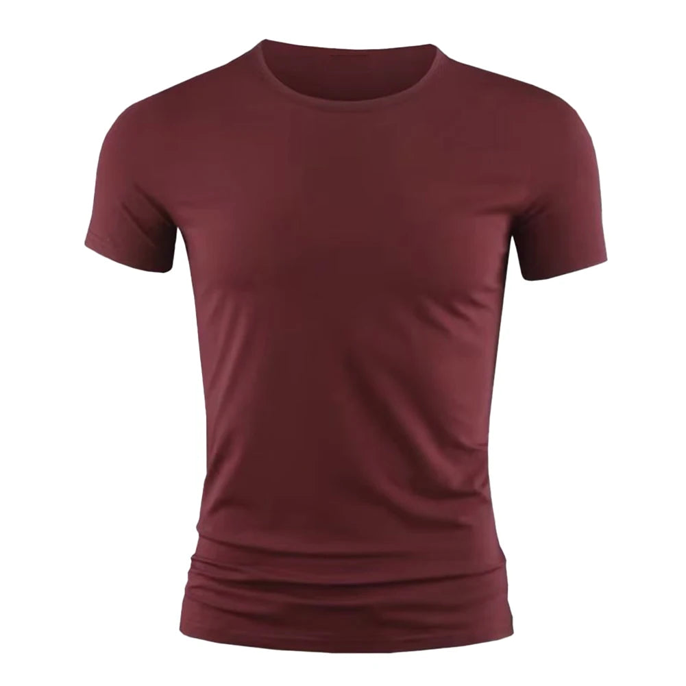Summer Men's Short Sleeve T-Shirt Basic Plain Casual Gym Muscle Crew Neck T-shirts Slim Fit Tops Tee Clothing For Man