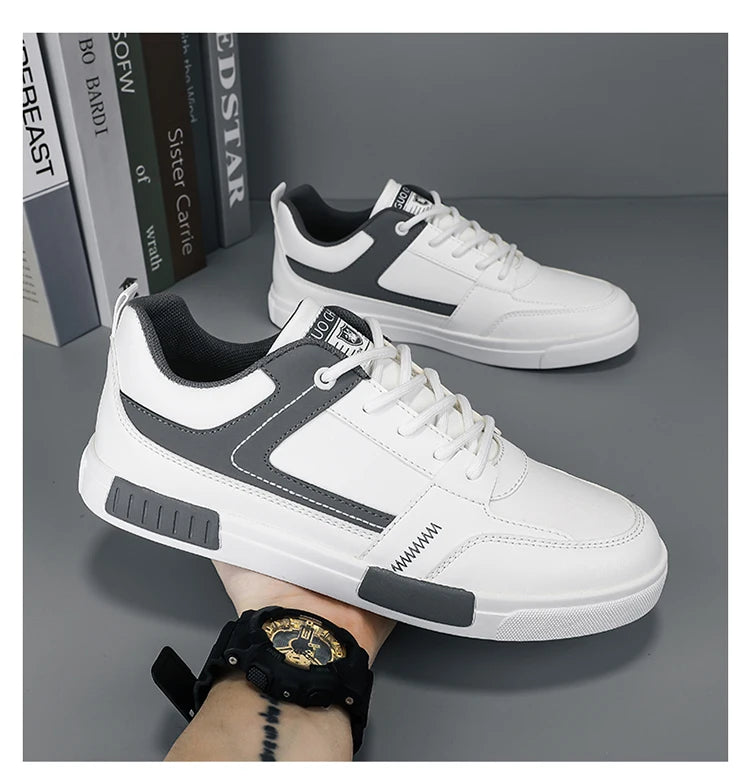 Men's shoes autumn new student board shoes leather surface fashionable sports and leisure shoes outdoor walking shoes large size