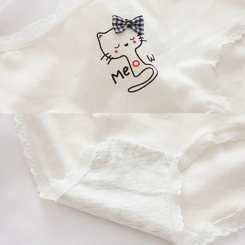 New Underwear Women Cat Print Girl Panties Spring Summer Fashion Comfort Briefs Mid Waist Seamless Underpants Female Lingerie