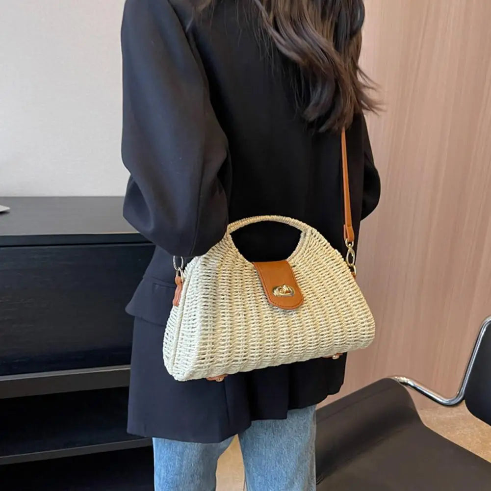 Bohemian Beach Bag For Women Vintage Woven Straw Tote, Summer Crossbody Sling & Shoulder Bag, Boho Seaside Vacation Purse