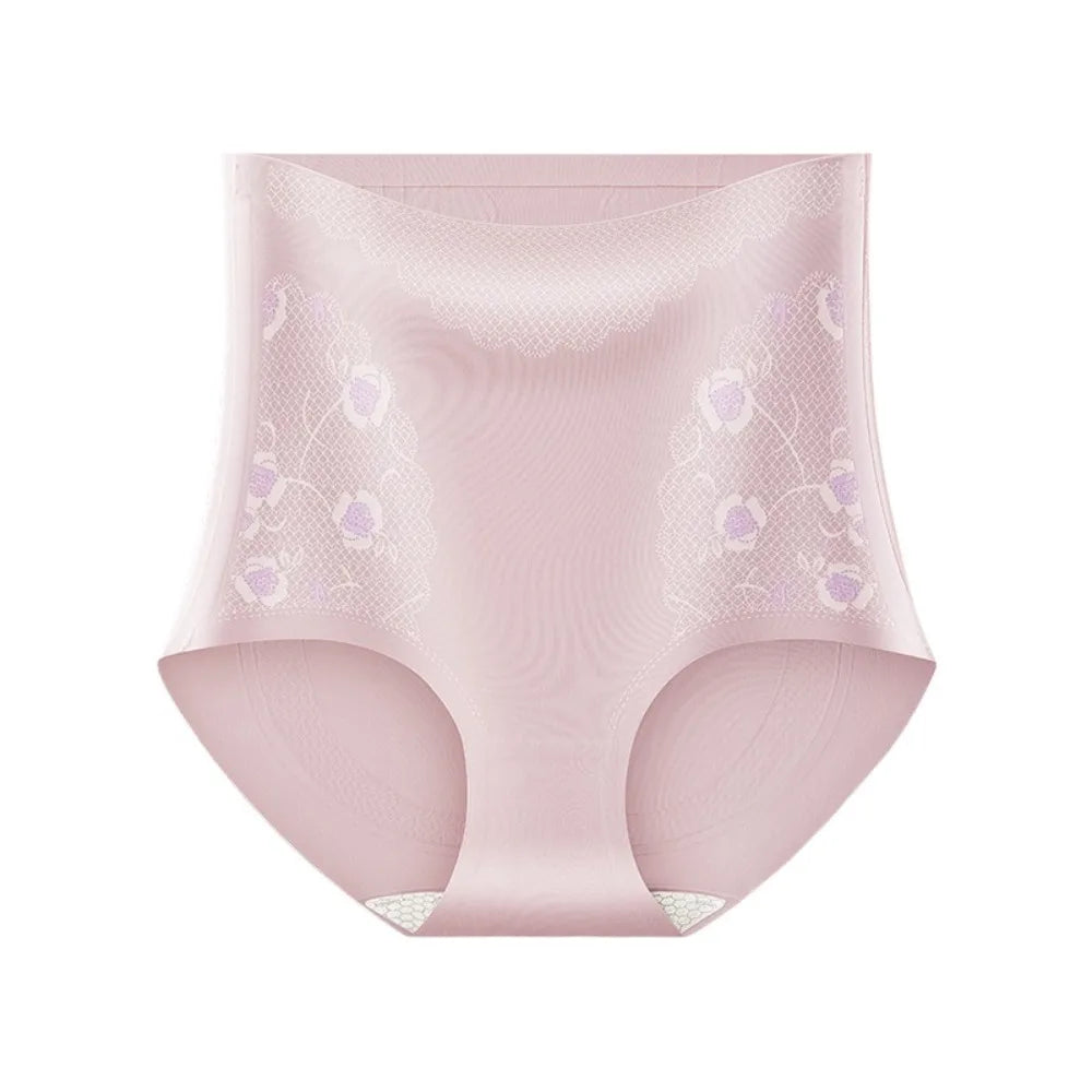 Lingerie Flower Slimming Shapewear Ice Silk High Waist Body Shaping Briefs Underpants Seamless Tummy Control Underwear Female