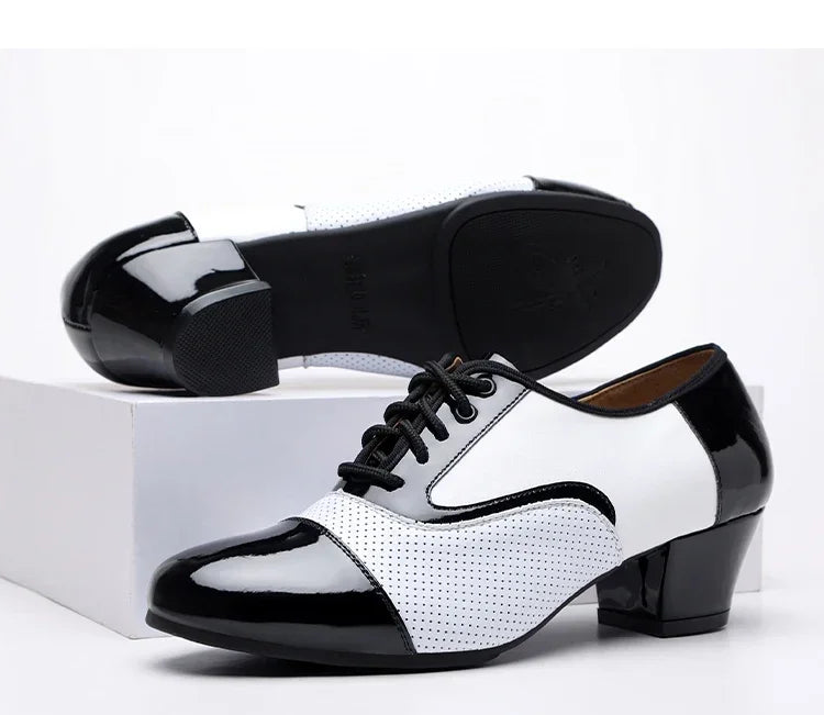 Modern Dance Shoes For Men Soft Performance Leather Breathable Social Latin Dance Square Formal Dress Jazz Dance Shoes Sneakers