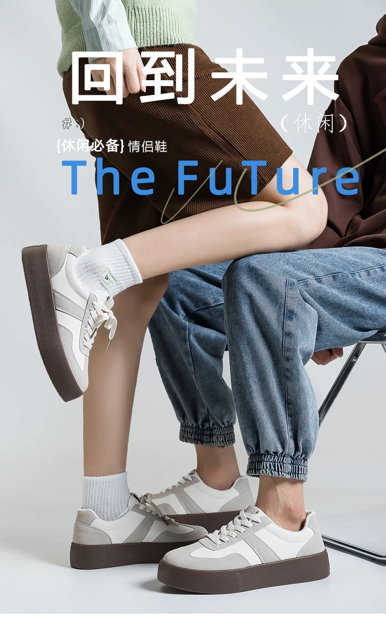 Men's and Women's Fashionable Casual Sports Shoes, Versatile Thick-soled Platform Shoes, White Sneakers, Autumn Training Shoes