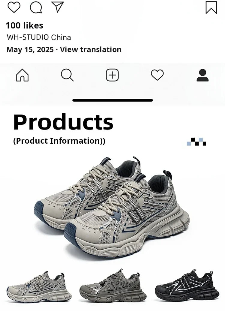 Men's Shoes Spring Leisure Breathable Men's Lightweight Thick Sole Increase Trendy Sneaker New Running Sneakers Versatile