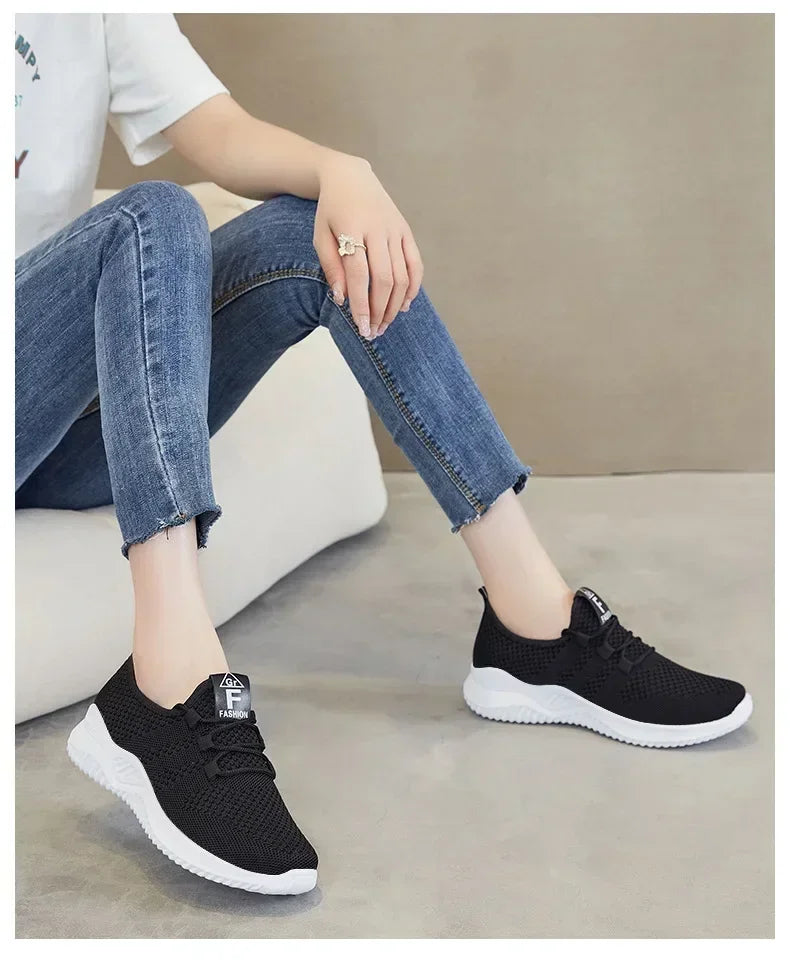 Shoes for Women 2024 New Casual Fashion Running Shoes Flying Woven Breathable Lady Casual Shoes Soft Sole Trend Fashion Sneakers