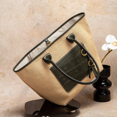 Beach Vacation Women's Tote Bag 2025 New Summer PP Grass Weaving Splicing Design Large Capacity Handbag