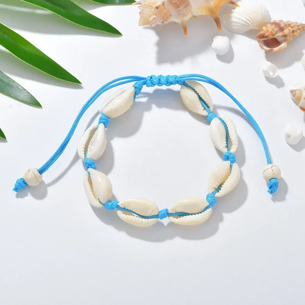 Bohemian Shell Charm Bracelets For Women Men Summer Sandy Beach Handmade String Rope Chains Bangle DIY Jewelry Accessories