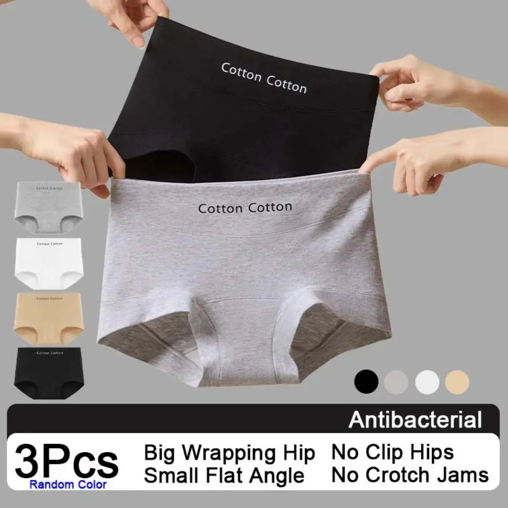 3Pcs Underpants Comfortable Simple Briefs Mid Waist Panties Seamless Underwear Cotton Crotch Underwear for Women Gifts
