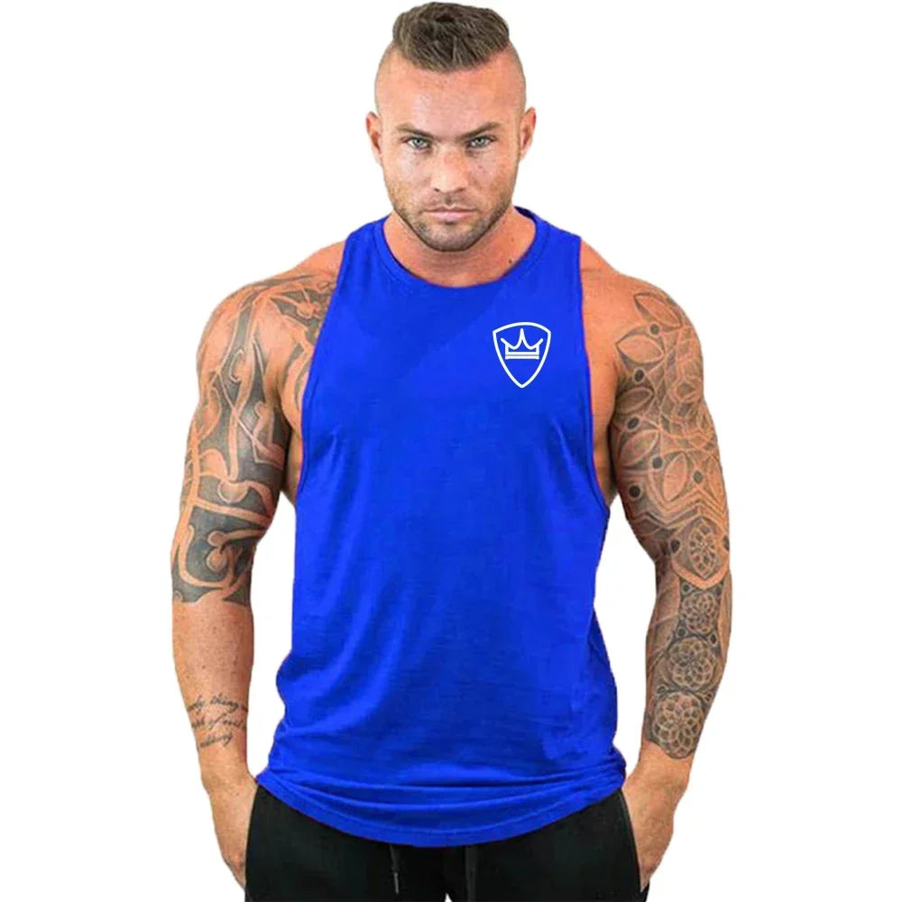 Men Bodybuilding Clothing Cotton Sleeveless Shirt Brand Gym Stringer Tank Top Man Fitness Vest Singlet Sportwear Workout Tanktop