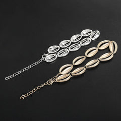 Bohemian Alloy Sea Shell Beads Bracelet for Women Adjustable Rope Bangle Ocean Wristband Statement Summer Beach Jewelry Gifts