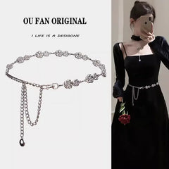 Waist chain accessories for women's metal flower chain versatile belt decorative skirt suit waistband chain