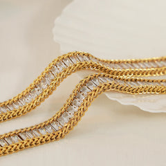 Fashion Wrist Jewelry Accessories Girls Gifts 316L Stainless Steel Sparkling Zircon Chain Bracelet for Women
