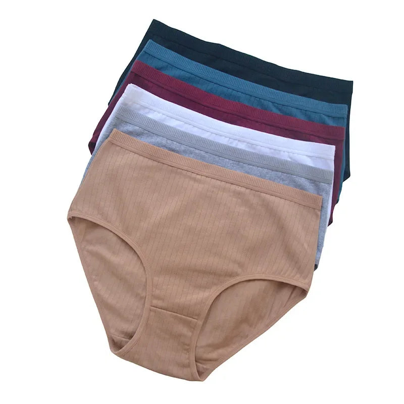 Women High Waisted Underwear Pure Cotton Solid Plus Size Breathable Women's Triangle Abdominal Underwear