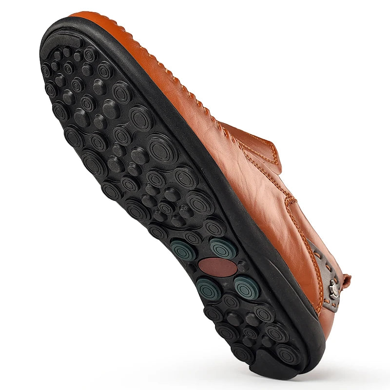 Handmade Shoes Genuine Leather Casual Shoes For Men Flat Platform Walking Shoes Outdoor Footwear Loafers Breathable Sneakers