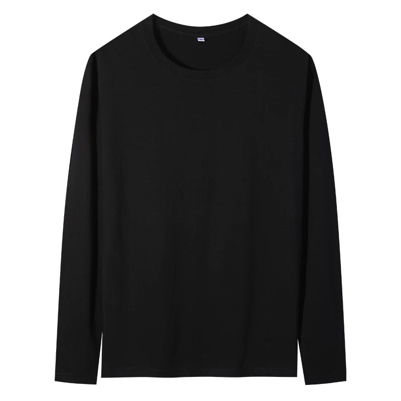 2025 Spring Summer Mens O-Neck T-Shirt Long Sleeve T Shirt Male Solid Tshirt Man Clothing Breathable Men Tops Tees