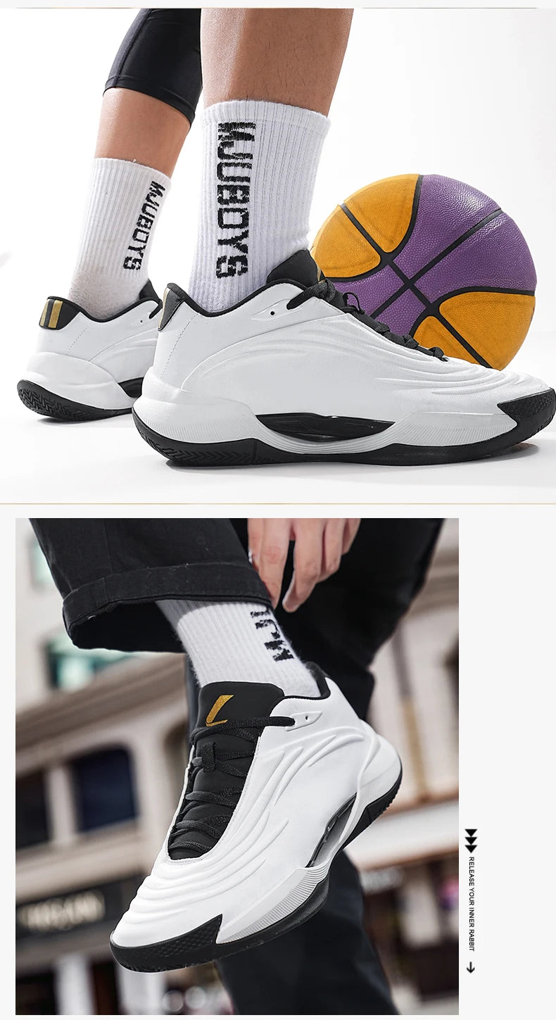 High-quality Men Basketball Shoes for Women Leather Basketball Sneakers Men Outdoor Rubber Anti Slip Sports Training Shoes Male