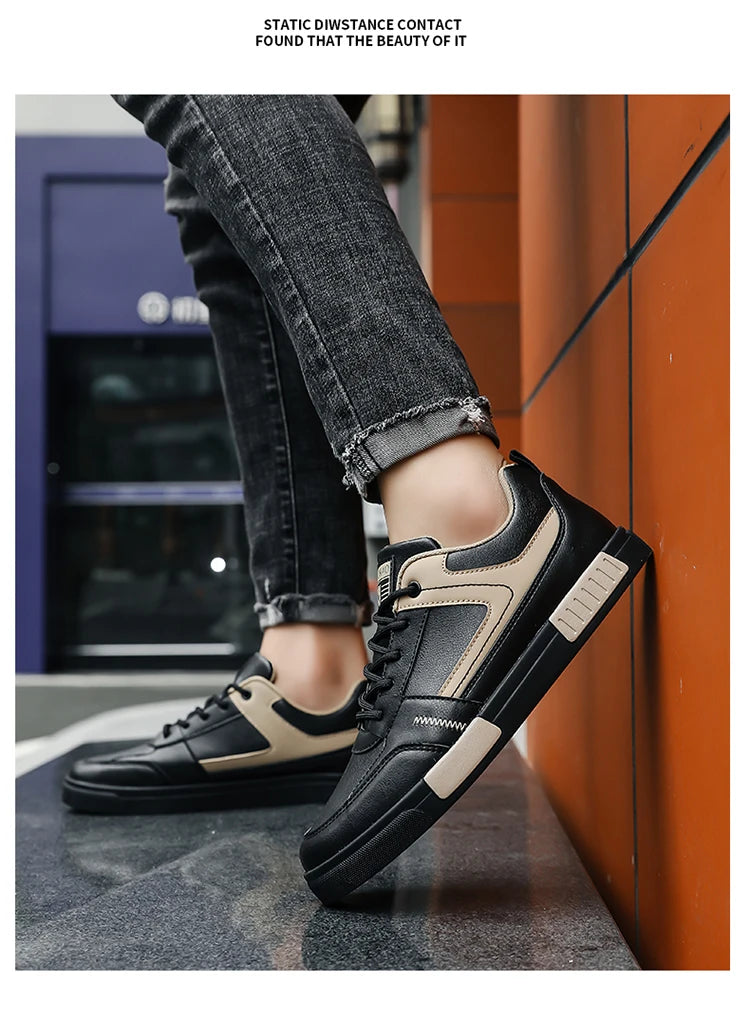 Men's shoes autumn new student board shoes leather surface fashionable sports and leisure shoes outdoor walking shoes large size