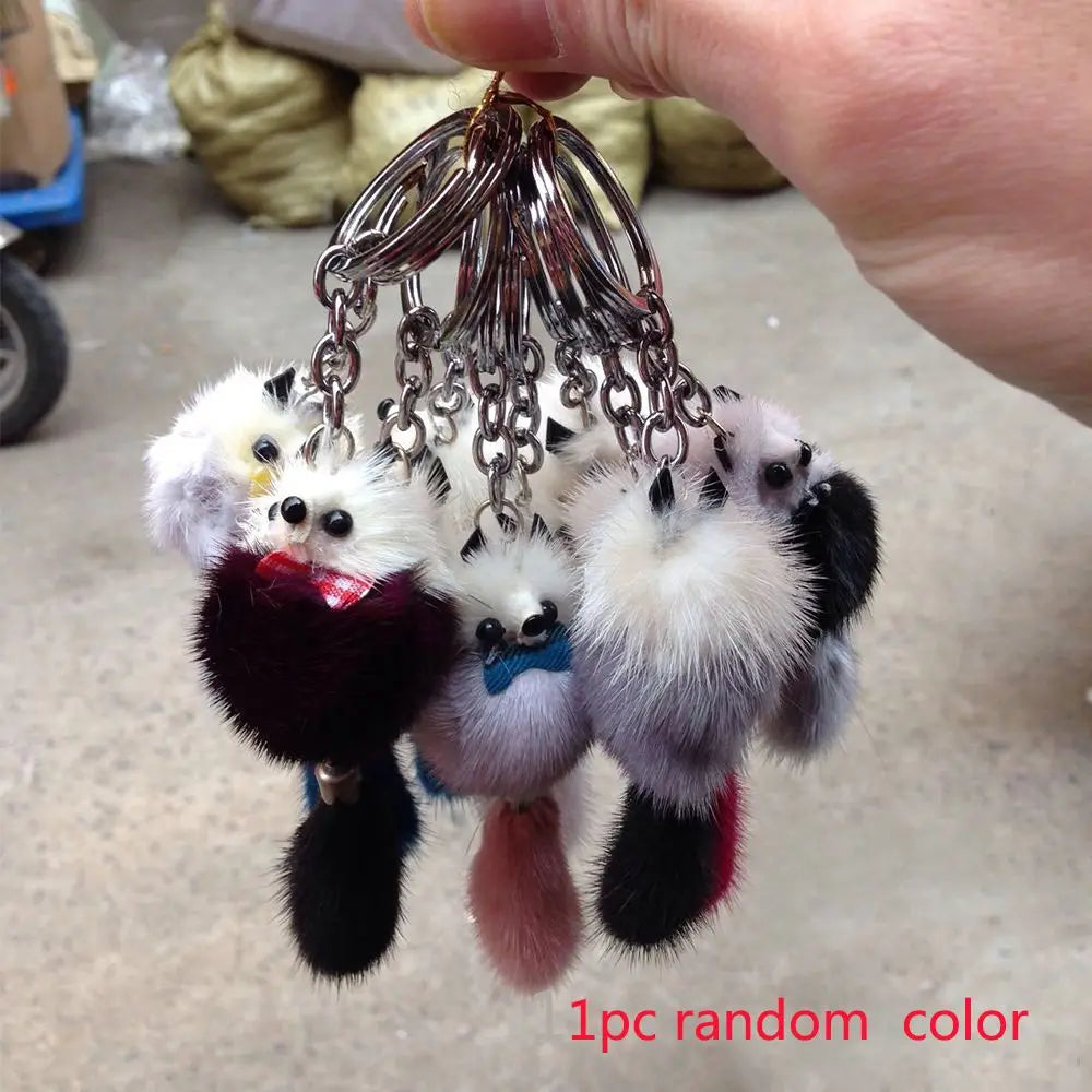 Women Decor Fur Ball Pom Accessories Bags Backpack Key Chains Key Ring Keychain Mink Fur