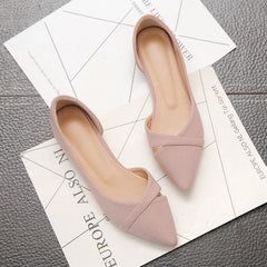 Women Flats Pink Black Pure Color Plus Small Size  35 Large 41 42 43 44 Suede Leather Pointed Toe Office Lady Flat Heel Shoes