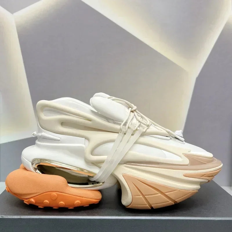 2025 Trendy Men Sports Shoes Platform Sneakers Lace Up Gradient Colors Running Casual Walking Shoes Women Flats Loafers