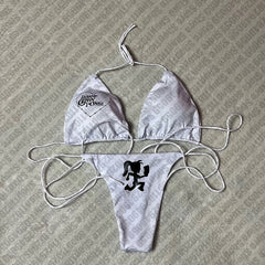 Y2k Style Letter Print Bikini Set Sexy Thong Swimsuit Two Pieces Bathing Suit Punk Gothic Fashion Women Swimwear 2000s Emo Girls