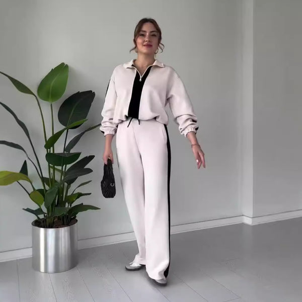 Zweiteiliges Damen-Set im lässigen Idle-Style mit Kontrastfarbe