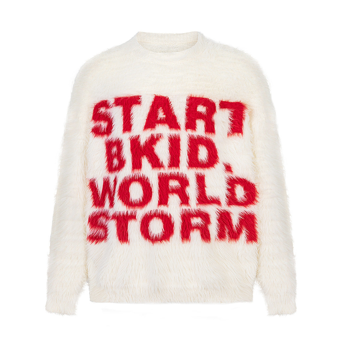 American Round Neck Mink Letter Sweater Fall Winter Couples Trendy Brand Niche