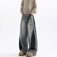 Men's American-style Splash-ink Ripped Machete Jeans - kinko