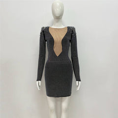 Sexy Rhinestone Bandage One-piece Dress Cross Border Foreign Trade Sexy Tight - kinko