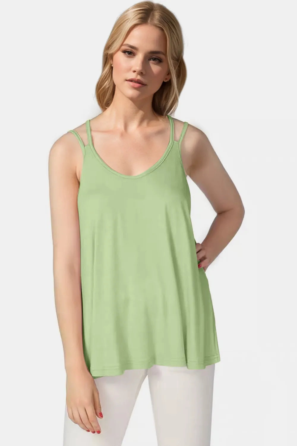 Basic Bae Bamboo Scoop Neck Double Spaghetti Straps Cami - kinko