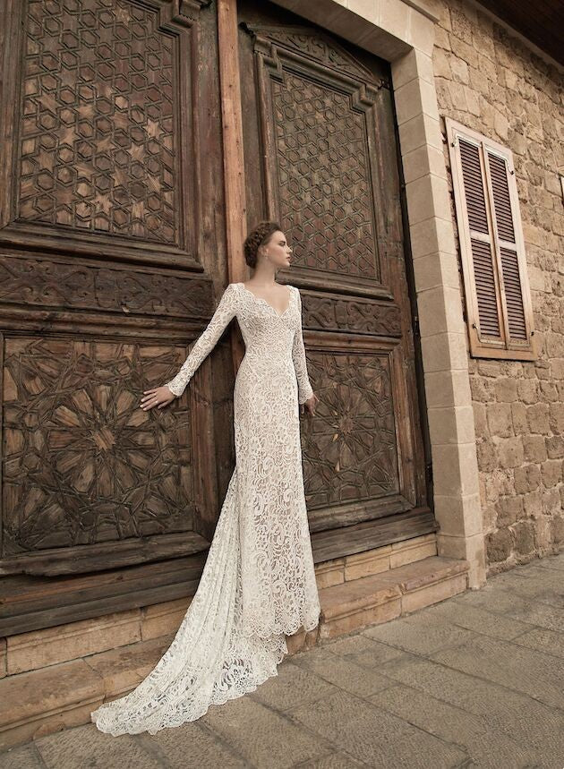 Fantasy V-neck Exposed Back Long Sleeve Mop Dress - kinko