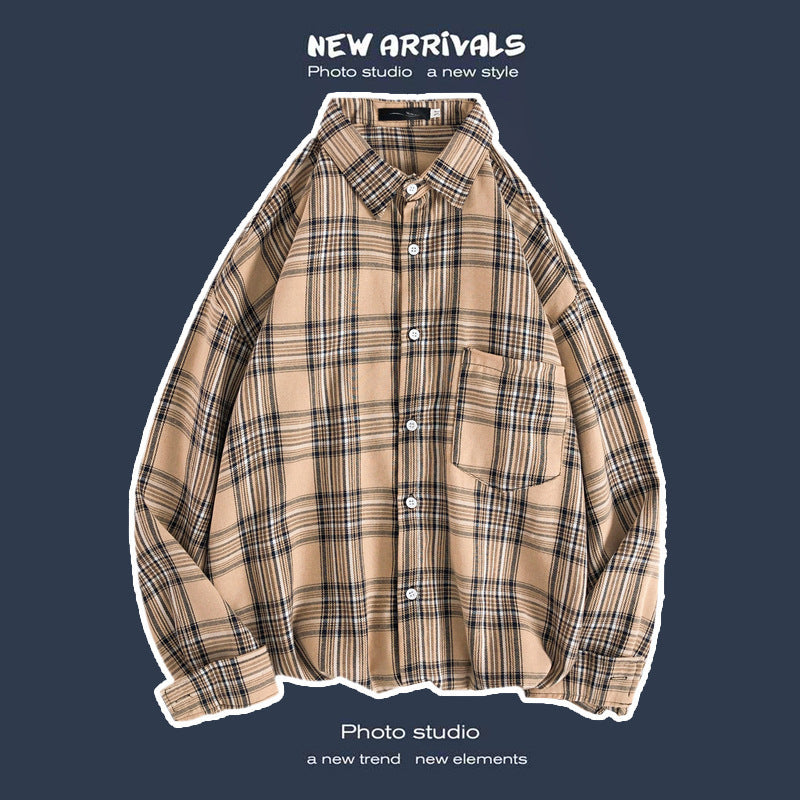 Loose Fashion Personality Men's Retro Plaid Coat - kinko