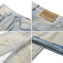 American High Street Waste Soil Wind Splash Ink Worn Jeans - kinko
