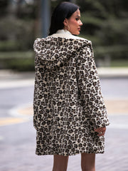 Shiny Leopard Print Hooded Teddy Coat - kinko