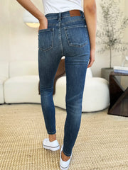 Judy Blue Full Size Mid Waist Distressed Slim Jeans - kinko