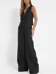 Hot Selling New Trendy Patchwork Vest & Pants Set - Breathable Linen Casual Outfit - kinko